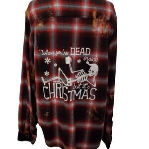 Christmas Flannel Shirt - Skeleton Gothic Creepmas -  Custom Button-Up Shirt XL